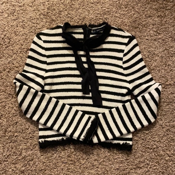 Zara knit stripe sweater with bow detail - Picture 2 of 5